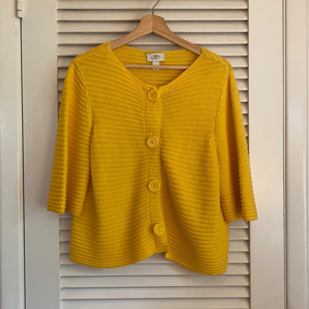 LOFT Yellow Cardigan Large